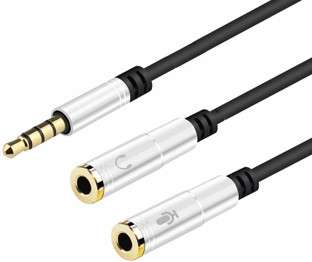 NISUN 3.5mm Jack Headphone Mic Audio Y Splitter Cable 1 Male to 2 ...